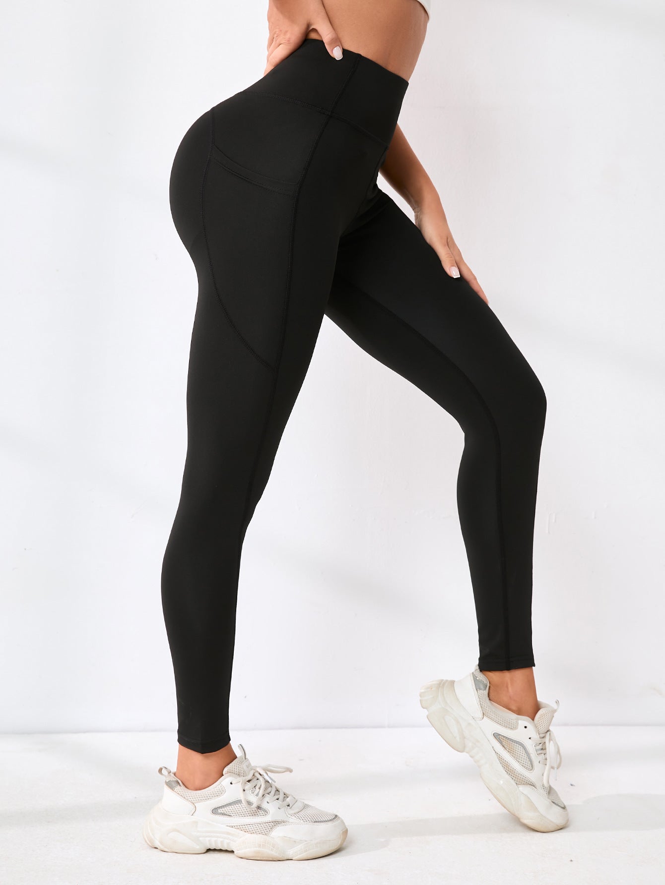 High-waisted slim-leg yoga pants
