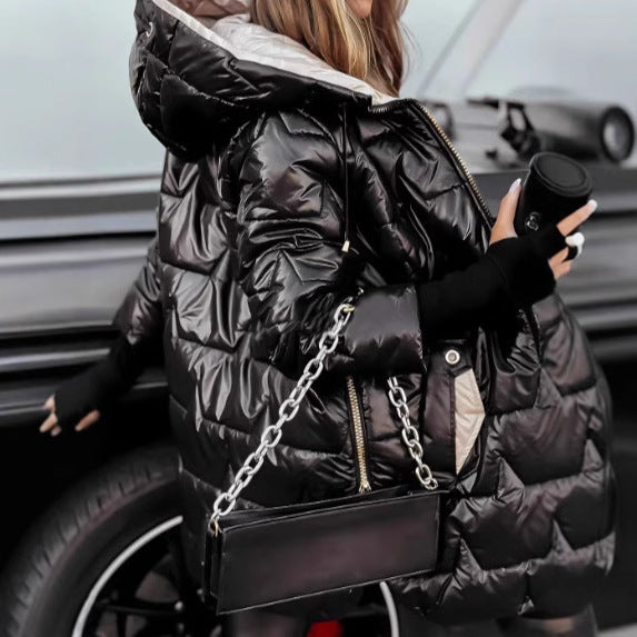 Mid-length hooded cotton coat