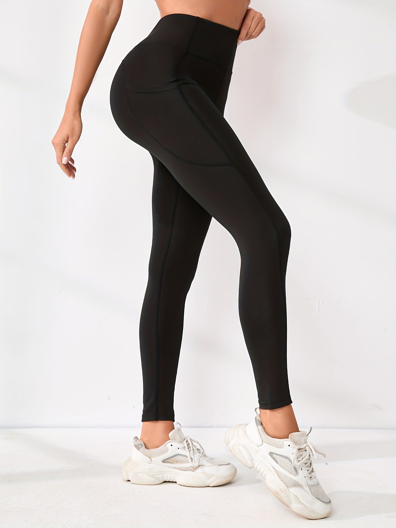 High-waisted slim-leg yoga pants